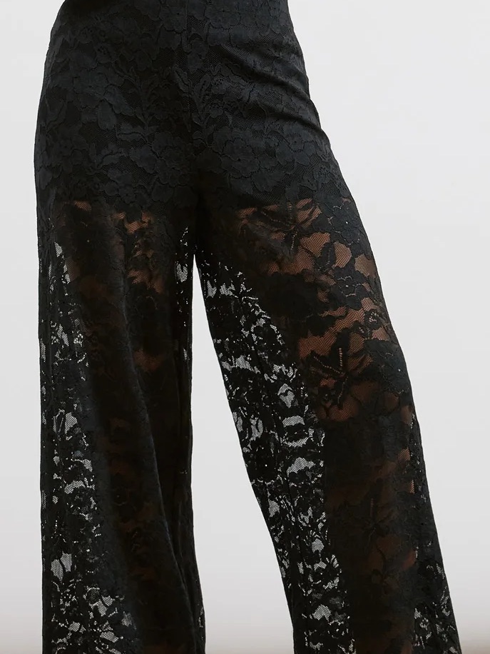 Liu Jo Lace Sheer Cropped Wide Leg Bermudas Pants